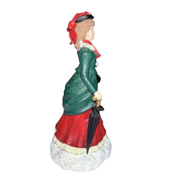 Vintage 1995 Village Square Woman Holding Umbrella Figurine Mervyns Christmas - Picture 4 of 6